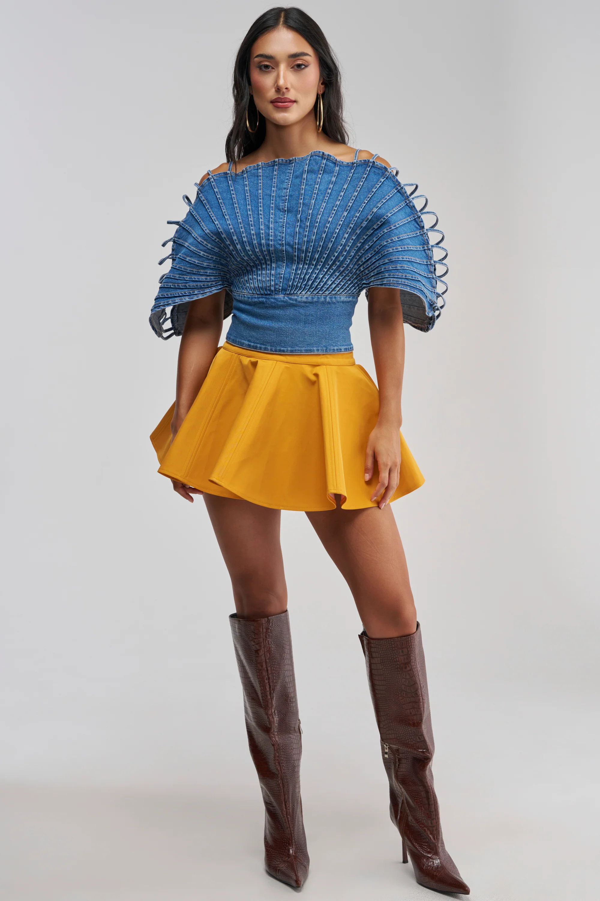 BETTER BE NYLON SKIRT IN MUSTARD | AKIRA