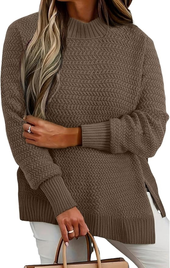 Eytino Womens Plus Size Sweater Long Sleeve Crewneck Knit Side Slit 2025 Fall Fashion Pullover To... | Amazon (US)