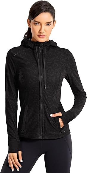 CRZ YOGA Women's Brushed Full Zip Hoodie Jacket Sportswear Hooded Workout Track Running Jacket wi... | Amazon (US)