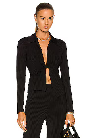 SIR. Kelvin Twist Shirt in Black | FWRD | FWRD 