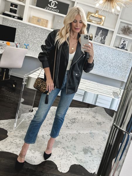 One of the BEST jackets from the NSALE - this cool oversized faux leather jacket! I’m wearing an XS. #NSALE 

#LTKOver40 #LTKSaleAlert #LTKxNSale