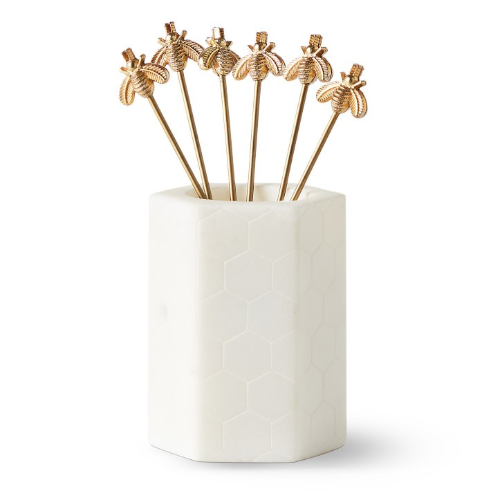 Marble & Brass Bee Cocktail Picks | Williams-Sonoma