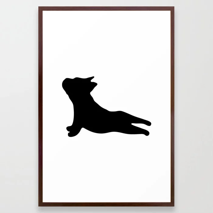 French Bulldog. Puppy Silhouette. Yoga Puppy Framed Art Print by Secret Gallery - Conservation Walnu | Society6
