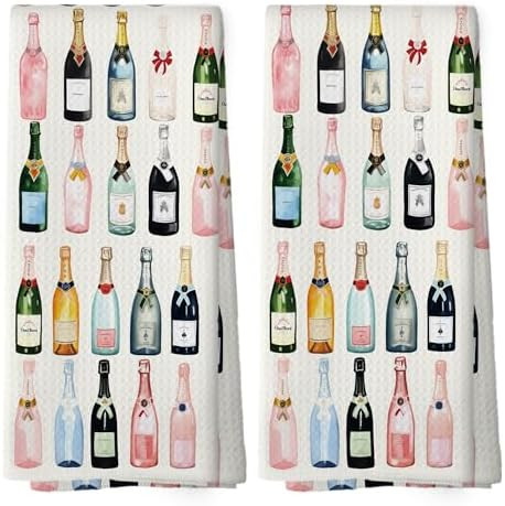Champagne Lover Gifts Kitchen Towels Set of 2, Champagne Accessories Bar Bathroom Decor, Trendy A... | Amazon (US)