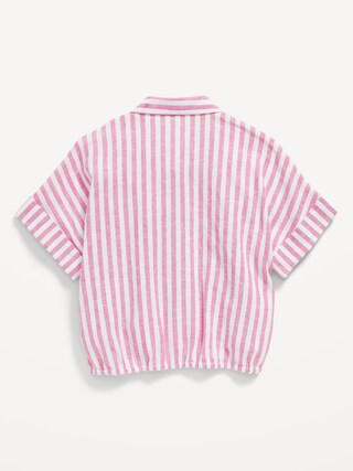 Short-Sleeve Striped Linen-Blend Top for Girls | Old Navy (US)
