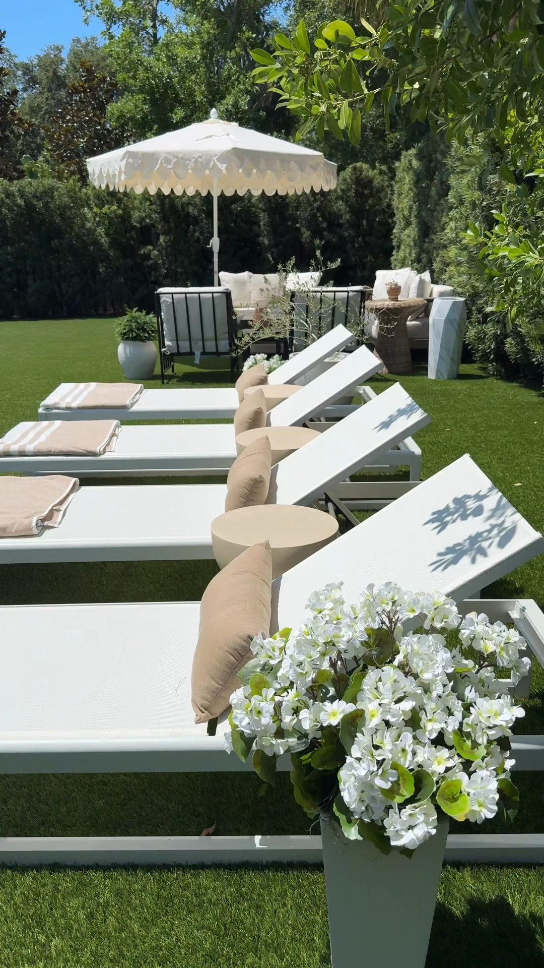 Always dreamed of a space that feels like a summer getaway… so we brought the Mediterranean home 🌿

✨Would you spend all day out here too? 


✨If you like what you see, let’s be friends @new_vision_home 🫶🏼

White loungers
Outdoor sunbrella cushion sofa
Black metal outdoor chair
Scalloped umbrella
Black pool umbrella 
Outdoor coffee table
Mcgeeandco
Outdoor rug
Outdoor dining 
White planter 
Outdoor cooler 

If you like what you see, let’s be friends @new_vision_home 🫶🏼

#newvisionhome #tampa #backyard #pooldesign
Mediterranean Vibes / Outdoor Living

#LTKSummerEdit #LTKHome #LTKSeasonal