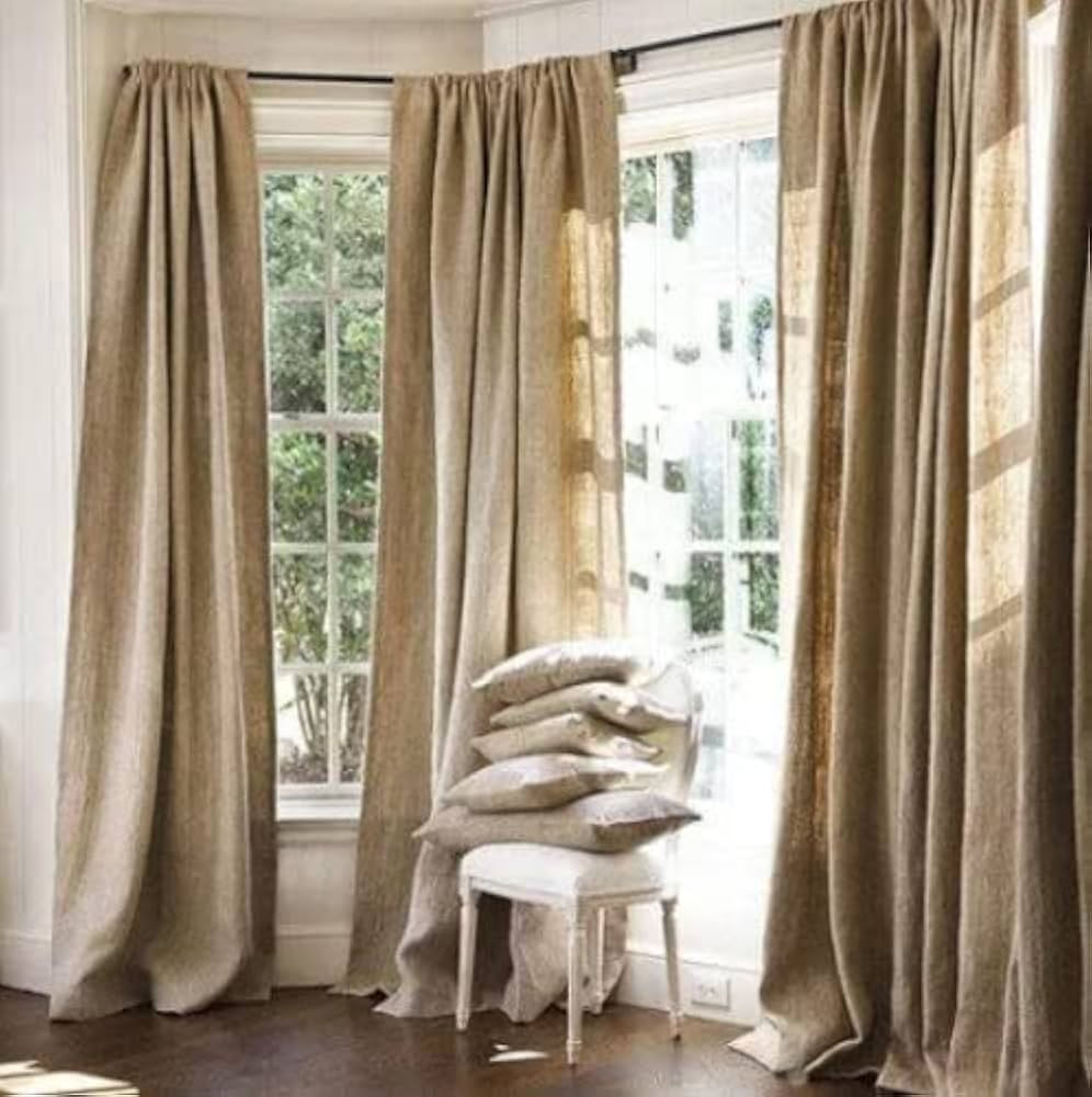 100% Natural Jute Burlap Panel Drape Backdrop Window Curtains (60" x 96") | Amazon (US)