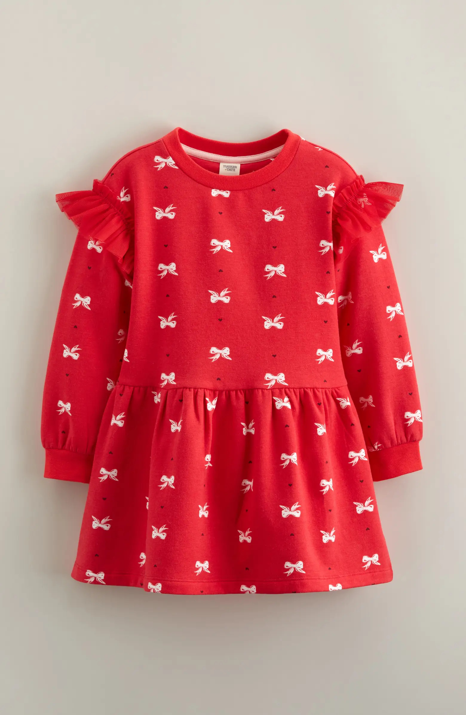 Kids' Ruffle Long Sleeve Stretch Cotton Blend Sweatshirt Dress | Nordstrom