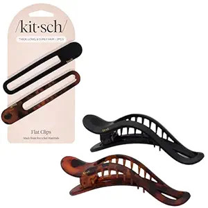 Kitsch Flat Hair Clips for Women - Strong Hold, No Slip Grip Flat Claw Clips | Sleek Curved Desig... | Amazon (US)
