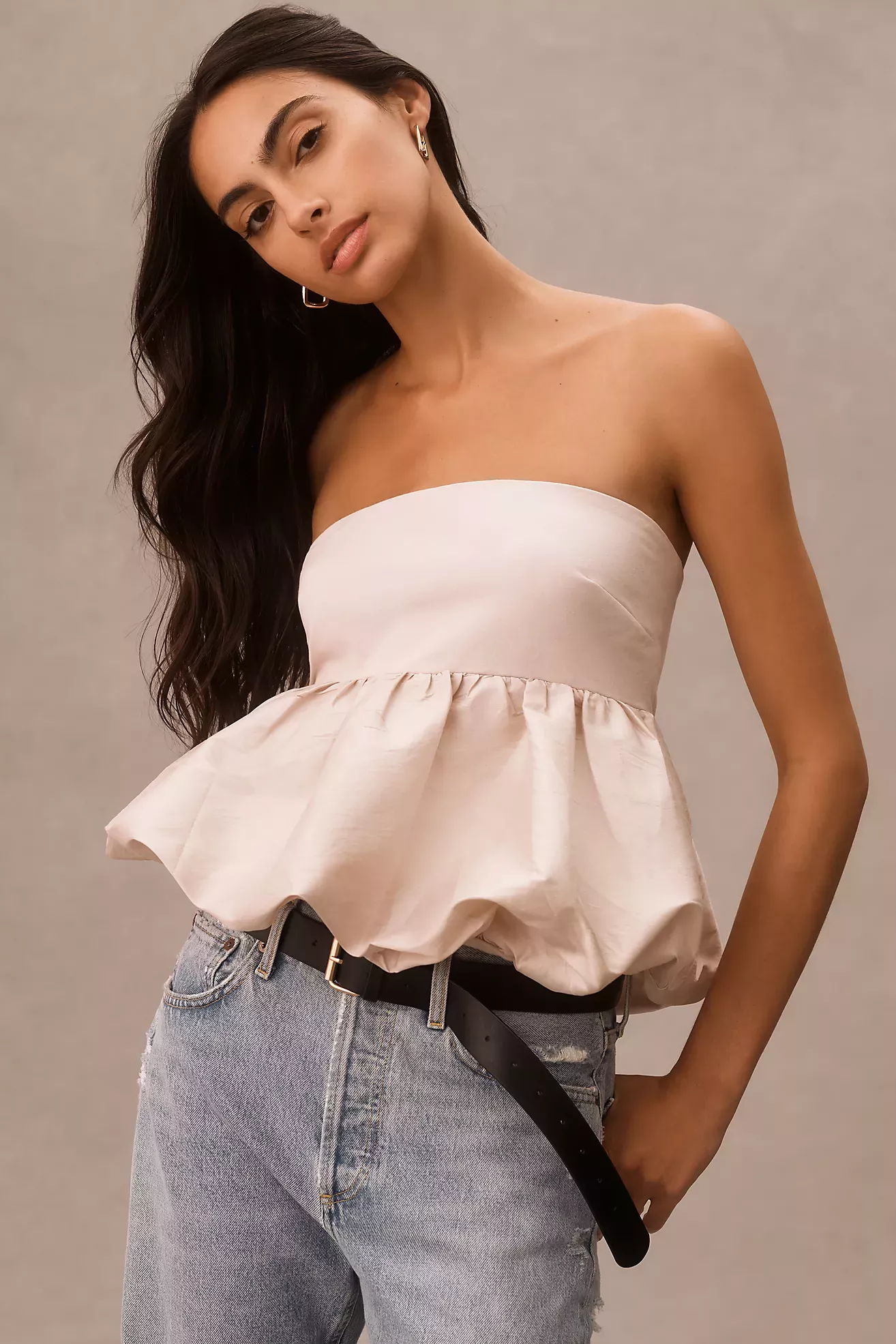 By Anthropologie Strapless Ruffle Top