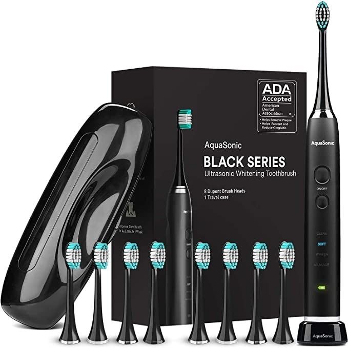 AquaSonic Black Series Ultra Whitening Toothbrush – ADA Accepted Electric Toothbrush - 8 Brush ... | Amazon (US)
