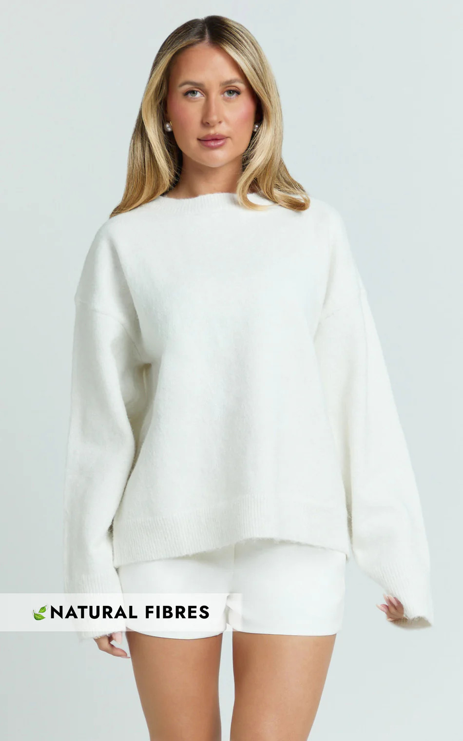 Amanda Top - Crew Neck Long Sleeve Knit Sweater in Cream | Showpo (US, UK & Europe)