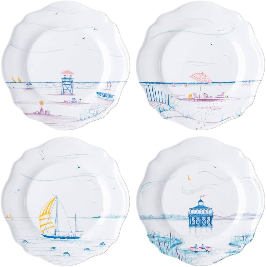 Juliska - Country Estate Melamine Salad Plates Set of 4 - Seaside - White Melamine - Unbreakable,... | Amazon (US)