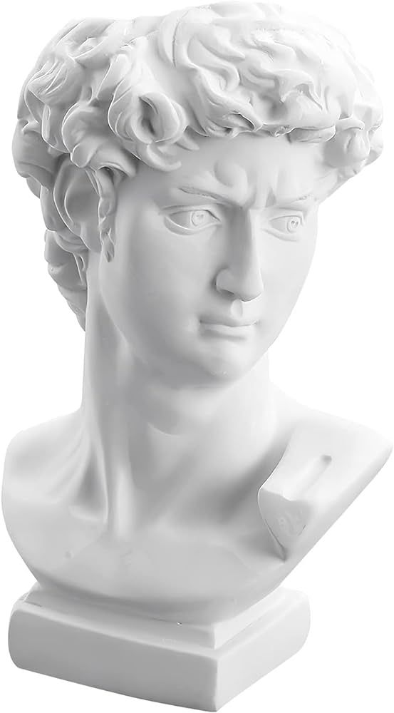 David Statue Vase - 6 Inch Greek Bust Head Aesthetic Planter White Home Decor Roman Style Resin S... | Amazon (US)