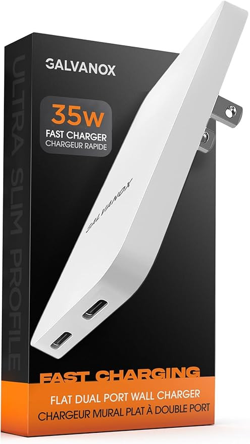 Galvanox Dual USB-C Flat Wall Charger - Super Fast Charging (35W) Ultra Slim Outlet Plug, Multi P... | Amazon (US)