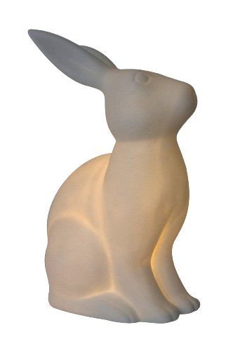 Simple Designs LT3058-WHT White Porcelain Animal Shaped Table Lamp, Bunny Rabbit | Amazon (US)