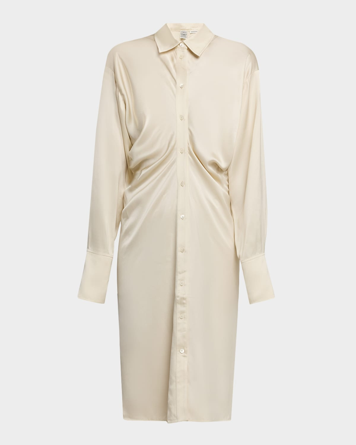 Slouch Satin Knee-Length Shirtdress | Neiman Marcus