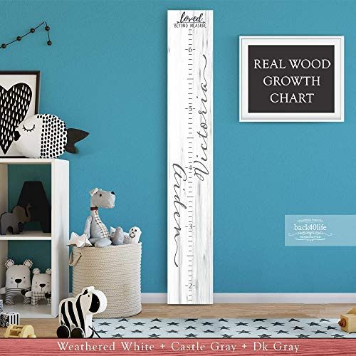 Wooden Kids Growth Height Chart Ruler for Boys and Girls Painted Two Names (The Aiden) Back40Life... | Amazon (US)