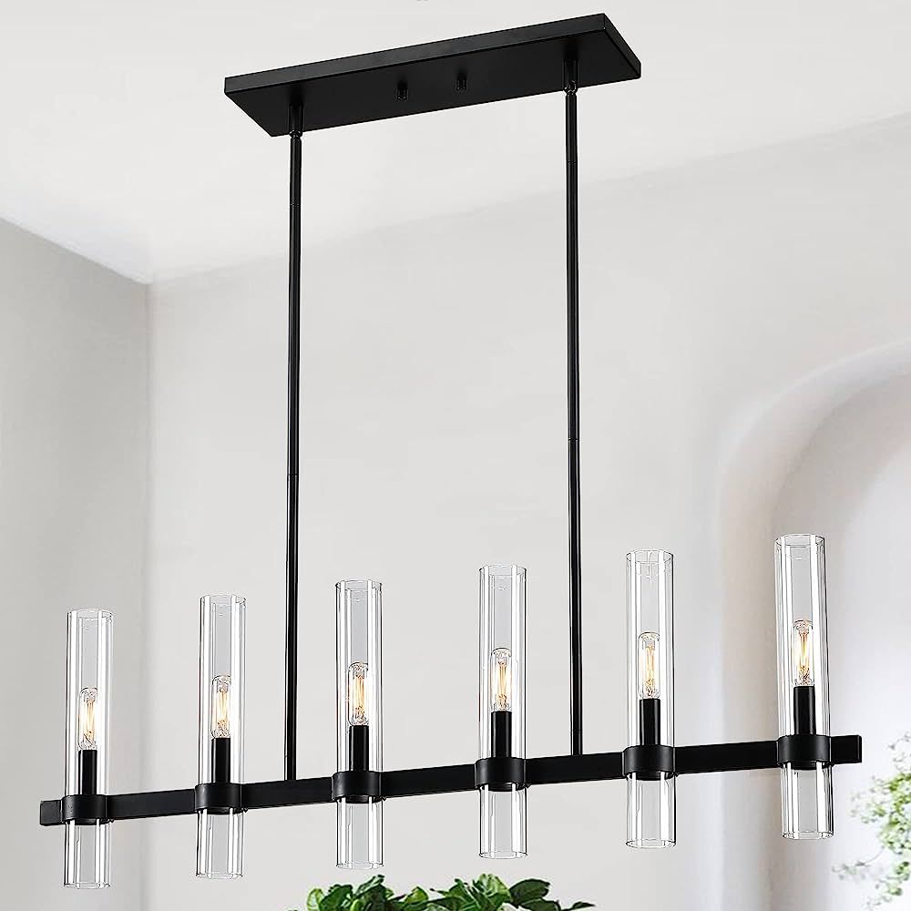 Untrammelife Modern 6-Light Linear Chandelier in Coal Black Finish 36" Farmhouse Rectangle Dining... | Amazon (US)