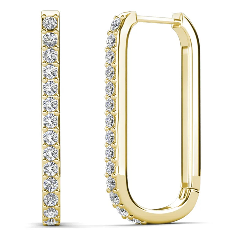 Cate & Chloe Nadia 18k Yellow Gold Plated 24mm Hoop Earrings with Swarovski Crystals Gift for Wom... | Walmart (US)