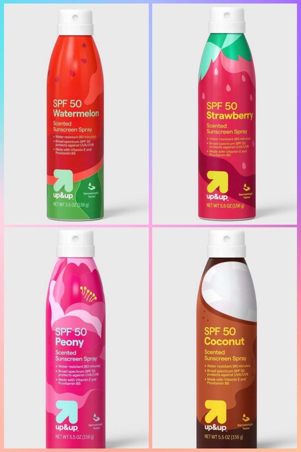 Super popular item since I shared these last week - and now there’s a BOGO 25% Off sale for these! 🎯 

Target just launched these new scented sunscreen options this year that is a cleaner formula than before - and they have the BEST fragrance options available! Strawberry, Watermelon, Coconut, Peony - and even a few others that all smell AMAZING. Great non-sticky, lightweight sunscreen spray that’s super affordable☀️ Would even be great to stick in an end of year teacher gift basket with fun Summer goodies! 🧺

#LTKSeasonal #LTKSaleAlert #LTKselfcare