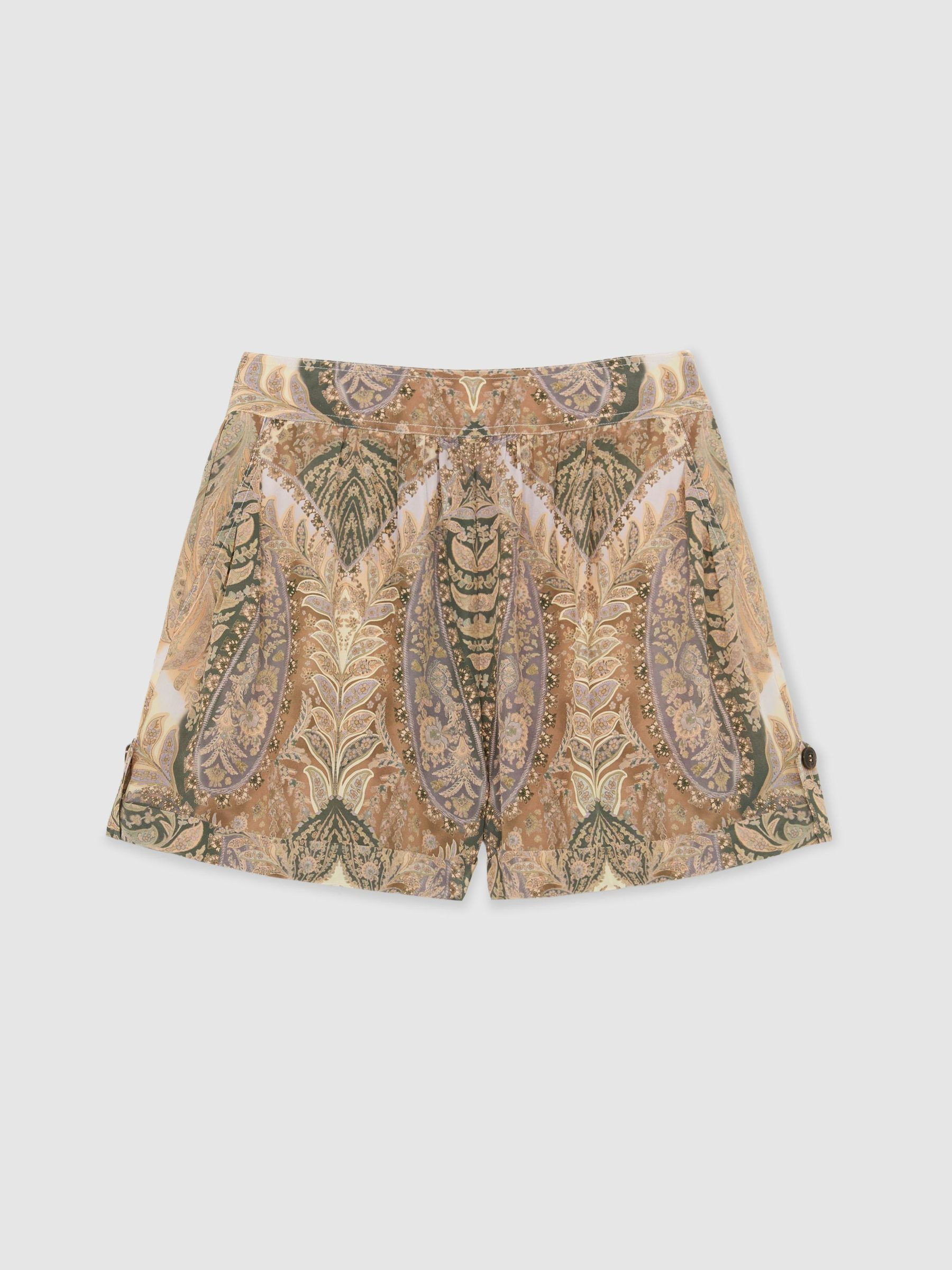 Reiss Paisley-Print Shorts in Neutral/Grey | REISS | Reiss US