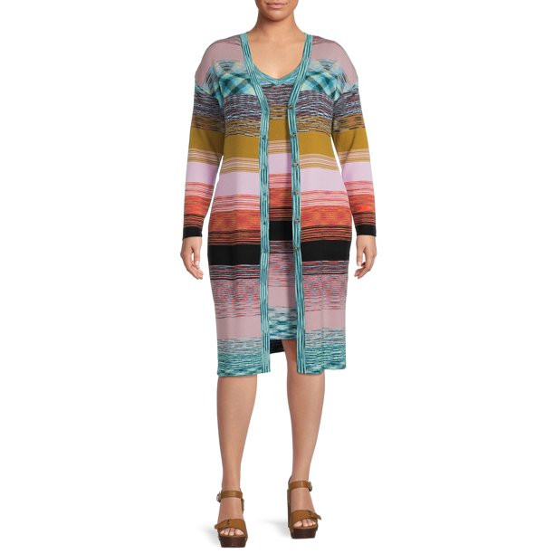 Terra & Sky Women's Plus Size Sweater Tank Dress and Cardigan Set - Walmart.com | Walmart (US)