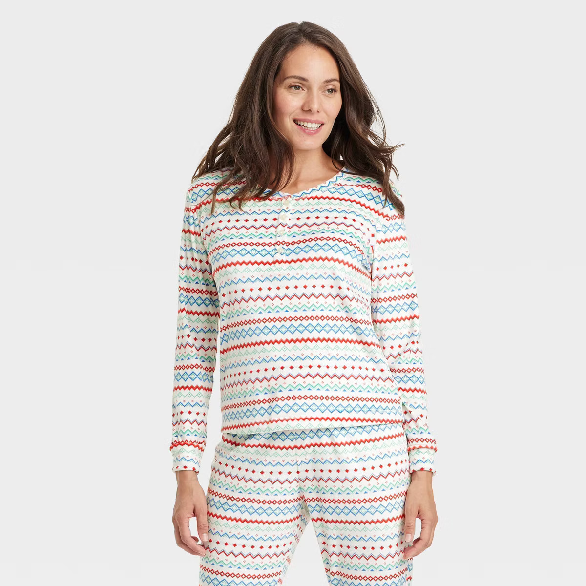 Women's Fair Isle Print Snuggly Soft Holiday Matching Family Pajama Shirt - Wondershop™ White | Target