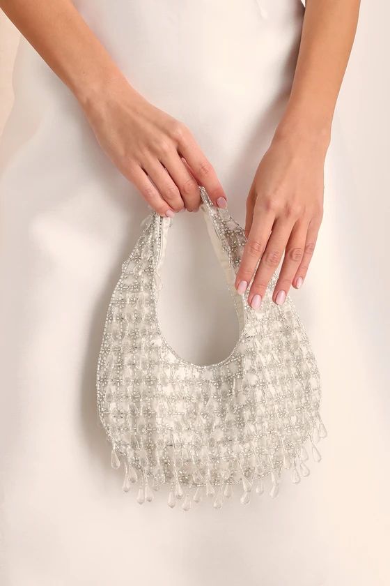 Radiant Glamour White Beaded Circle Handbag | Lulus (US)