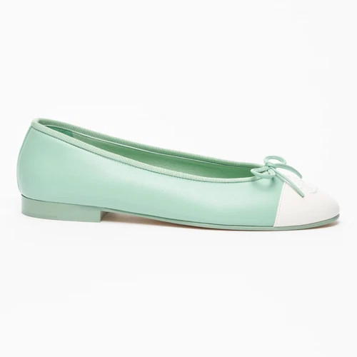 Chanel 26S Mint Green White Lambskin Leather CC Logo Ballet Ballerina Flat 42 | eBay | eBay US
