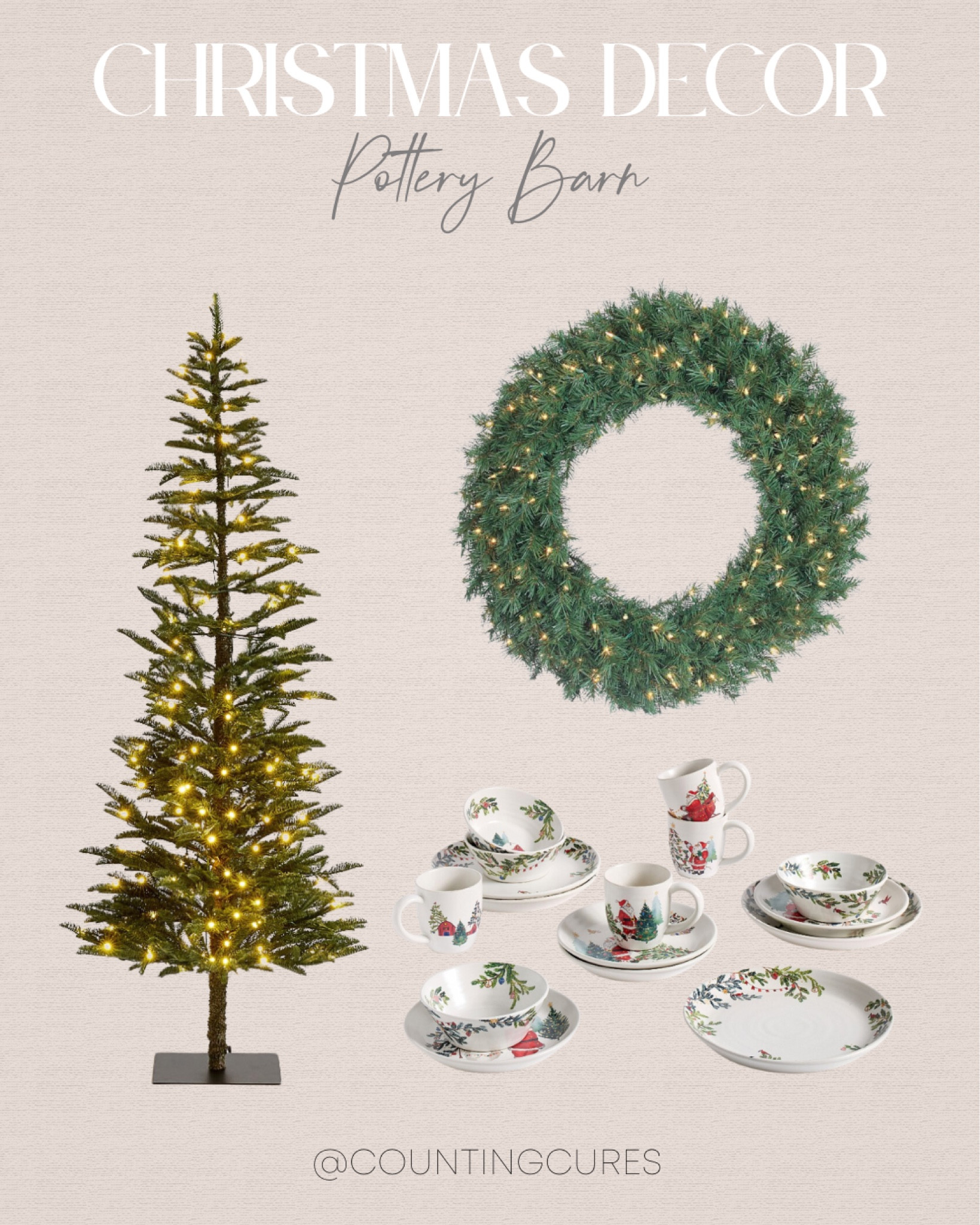 It's beginning to look a lot like Christmas with these decor pieces and dinnerware set from Pottery Barn! Never too early to start setting up your Christmas tree or putting up a faux wreath on your front door.
#winterdecor #holidayseason #ornaments #diningware

#LTKHoliday #LTKHome #LTKStyleTip