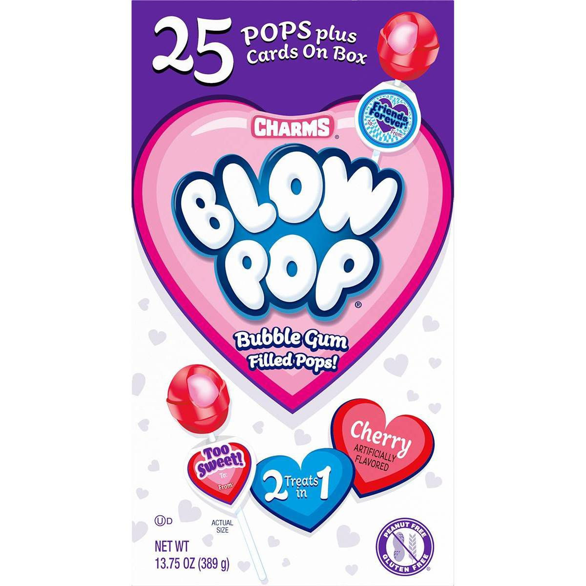 Blow Pops Valentine's Day Classroom Exchange Bubble Gum Pops Candy - 13.75oz/25ct | Target