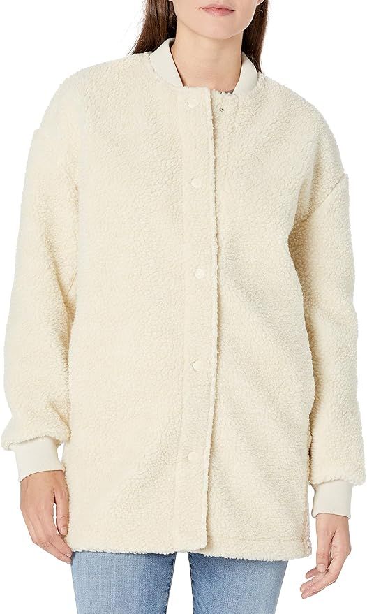 Amazon Brand - Goodthreads Women's Relaxed Fit Sherpa Long Sleeve Snap Front Coat | Amazon (US)