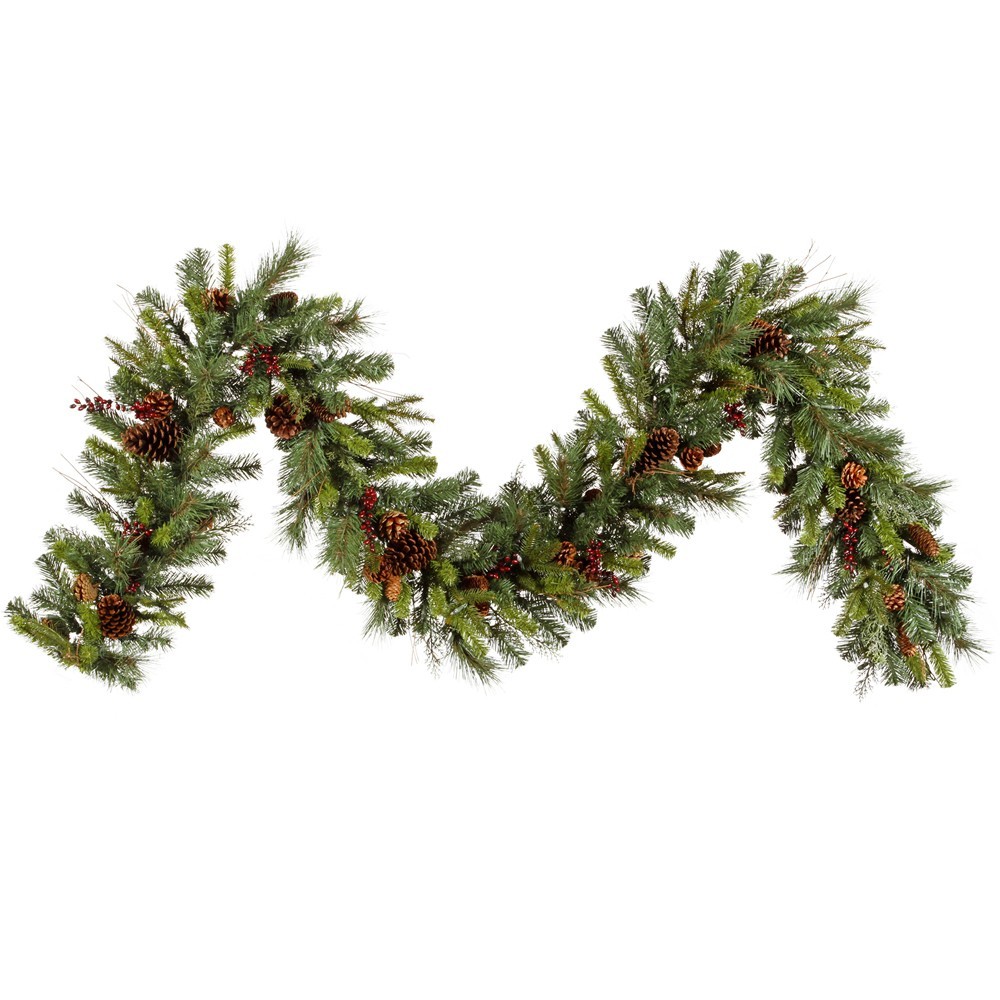 Vickerman 9' Cibola Mixed Berry Artificial Christmas Garland Unlit, Green | Target