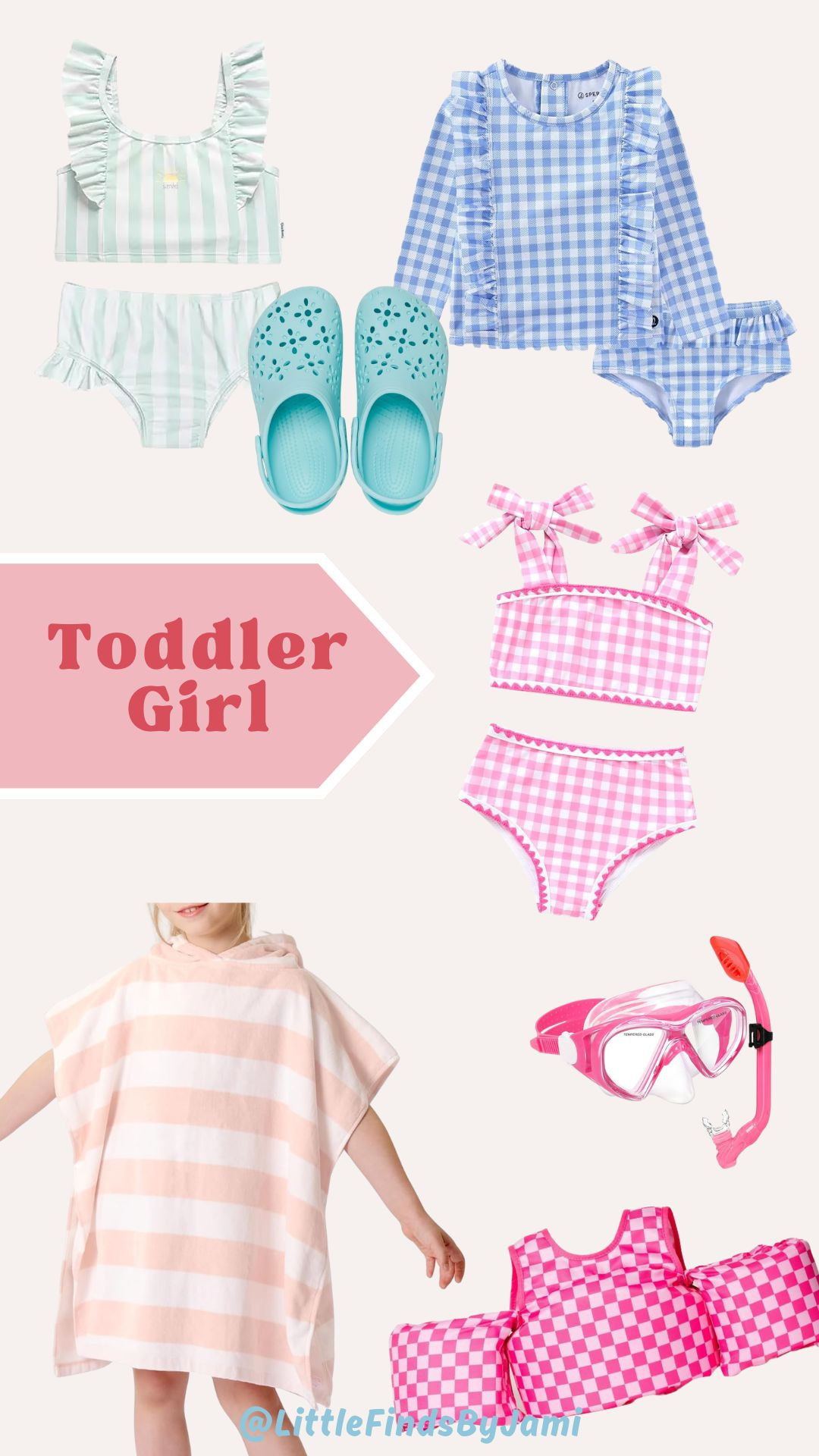 Toddler girl swim finds on Amazon. Cute trendy kids. Girl mom. Summer must haves. Beach pool day. Family vacation. Swim cover. Crocs. Swimsuit

#LTKKids #LTKSwim #LTKmomlife