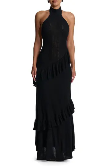 Naked Wardrobe Pointelle Halter Maxi Dress in Black at Nordstrom Rack, Size Large | Nordstrom Rack