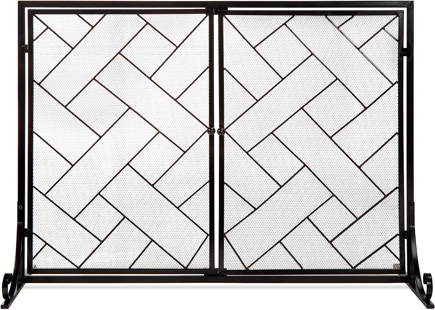 Best Choice Products 44x33in 2-Panel Handcrafted Wrought Iron Decorative Mesh Geometric Fireplace... | Amazon (US)