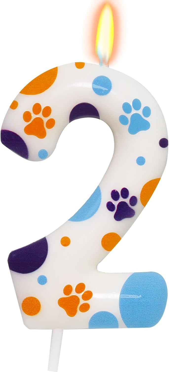 Blue Dog Paw Themed Birthday Candles, Number 2 Blue Dog Birthday Party Supplies, 2.76 inch Cake T... | Amazon (US)
