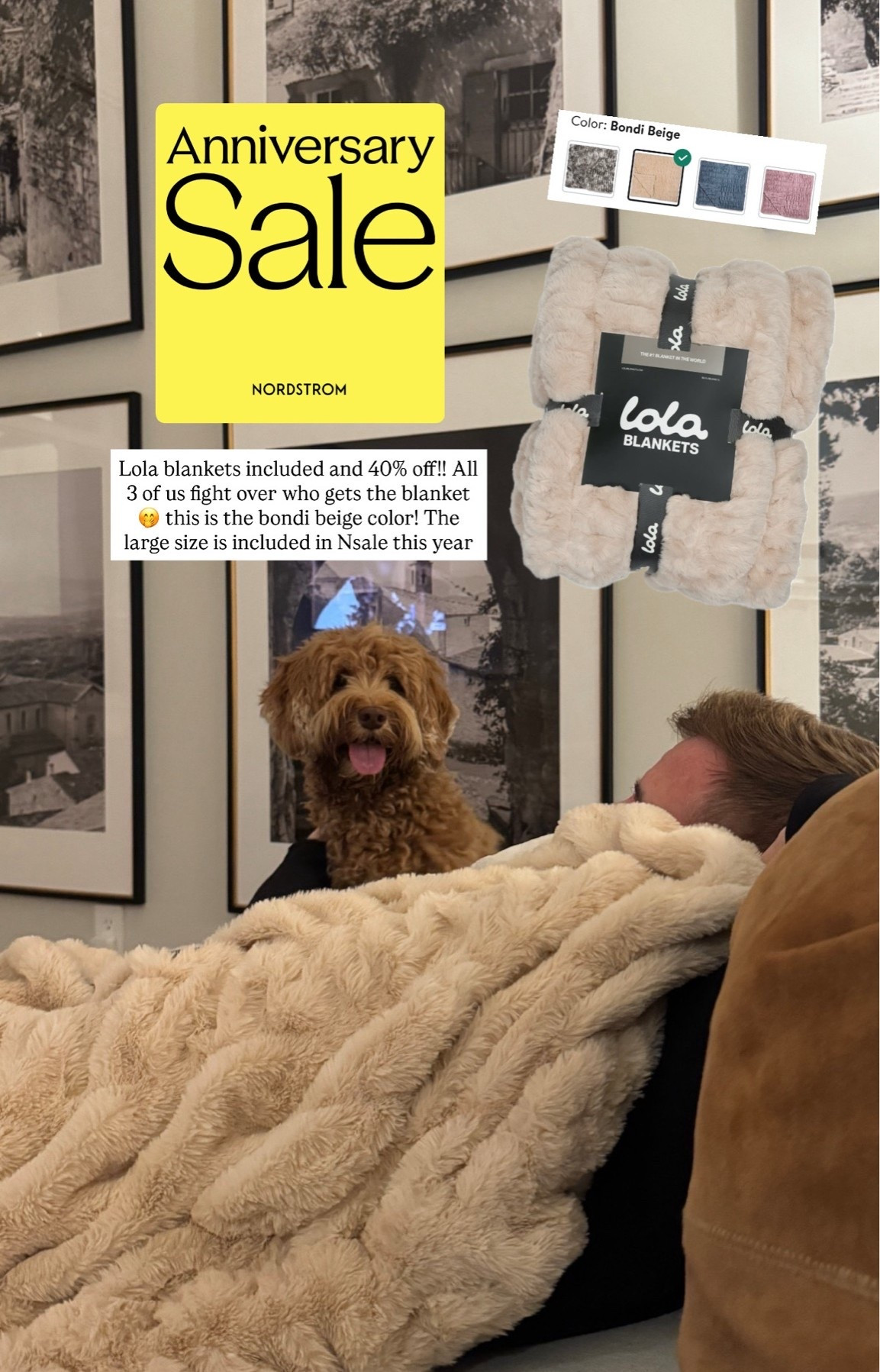 NSALE // Lola blankets included for the first time! The large size (60x72) is included and this exact color we have (Bondi Beige) is included 😍 the softest blankets ever! All 3 of us fight over them lol 

Other colors: blue, pink, grey and white mix

#LTKSaleAlert #LTKHome