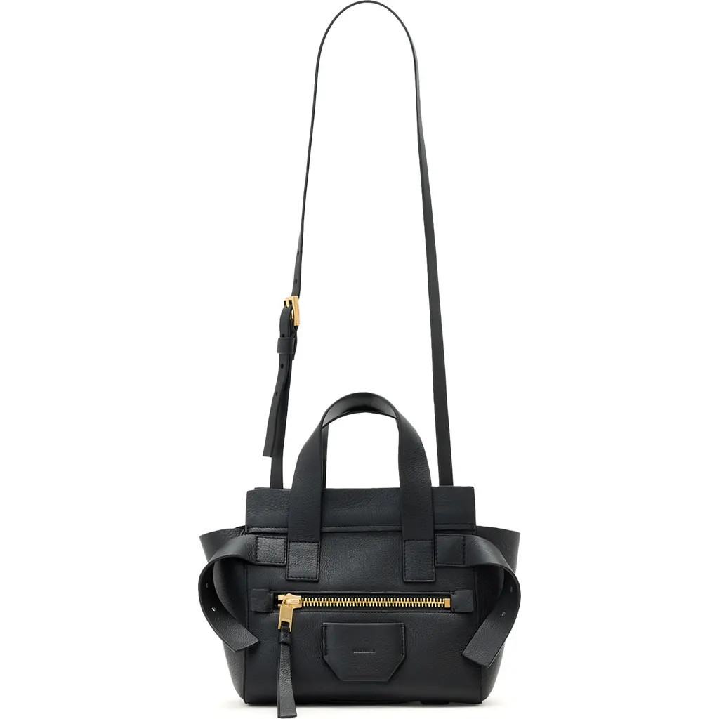 AllSaints Mini Perez Leather Top Handle Bag in Black at Nordstrom | Nordstrom