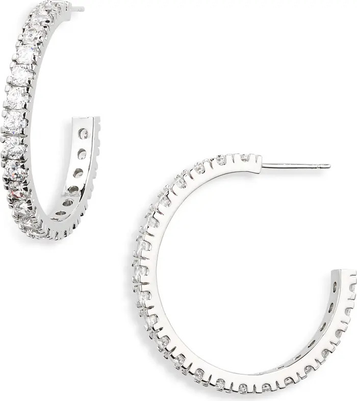 Pavé Cubic Zirconia Hoop Earrings | Nordstrom