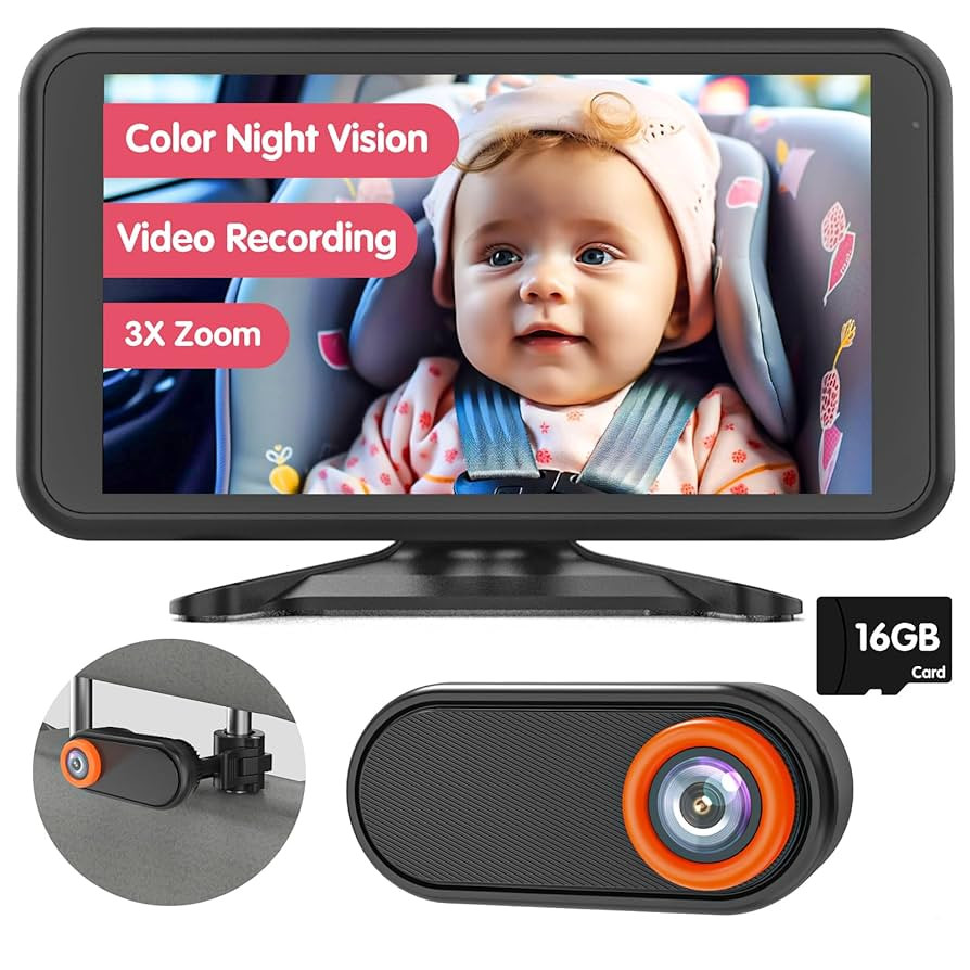 BM3 Baby Car Camera, 5.2" 1080P with Video Recording & TF Card, Back Seat Camera with 3X Zoom, 36... | Amazon (US)