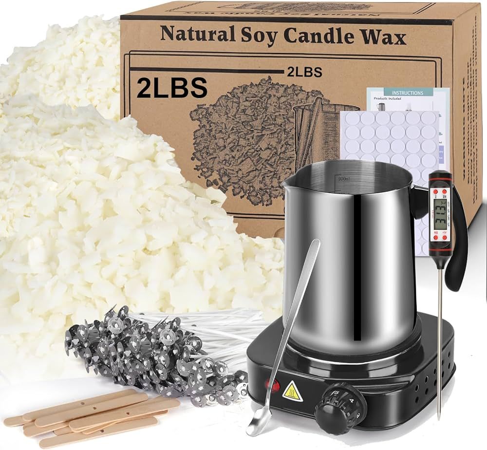 Soy Wax Candle Making Kit Supplies With Wax Melter, Natural Candle Wax For Candle Making, DIY Art... | Amazon (US)