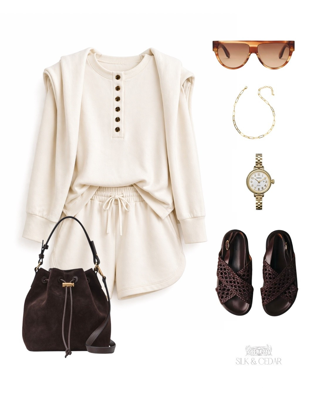 Effortless summer, refined.

This is what I reach for when I want to feel put together without overthinking it—soft structure, breathable fabrics, and warm neutrals that quietly elevate everything.

• relaxed cream set (polished, not sloppy)
• woven leather slides for texture
• structured bucket bag in deep chocolate
• simple gold layers + timeless watch

These are the kinds of pieces that do the work for you—easy, elegant, and endlessly repeatable.

Shop everything linked.

#LTKootd #LTKdayinmylife #LTKOver40