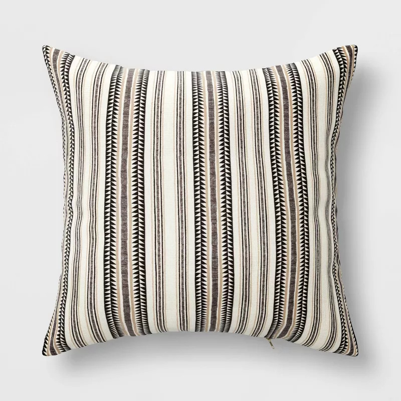 20"x20" Triangle Stripe Outdoor Throw Pillow Black/Neutrals - Threshold™ | Target