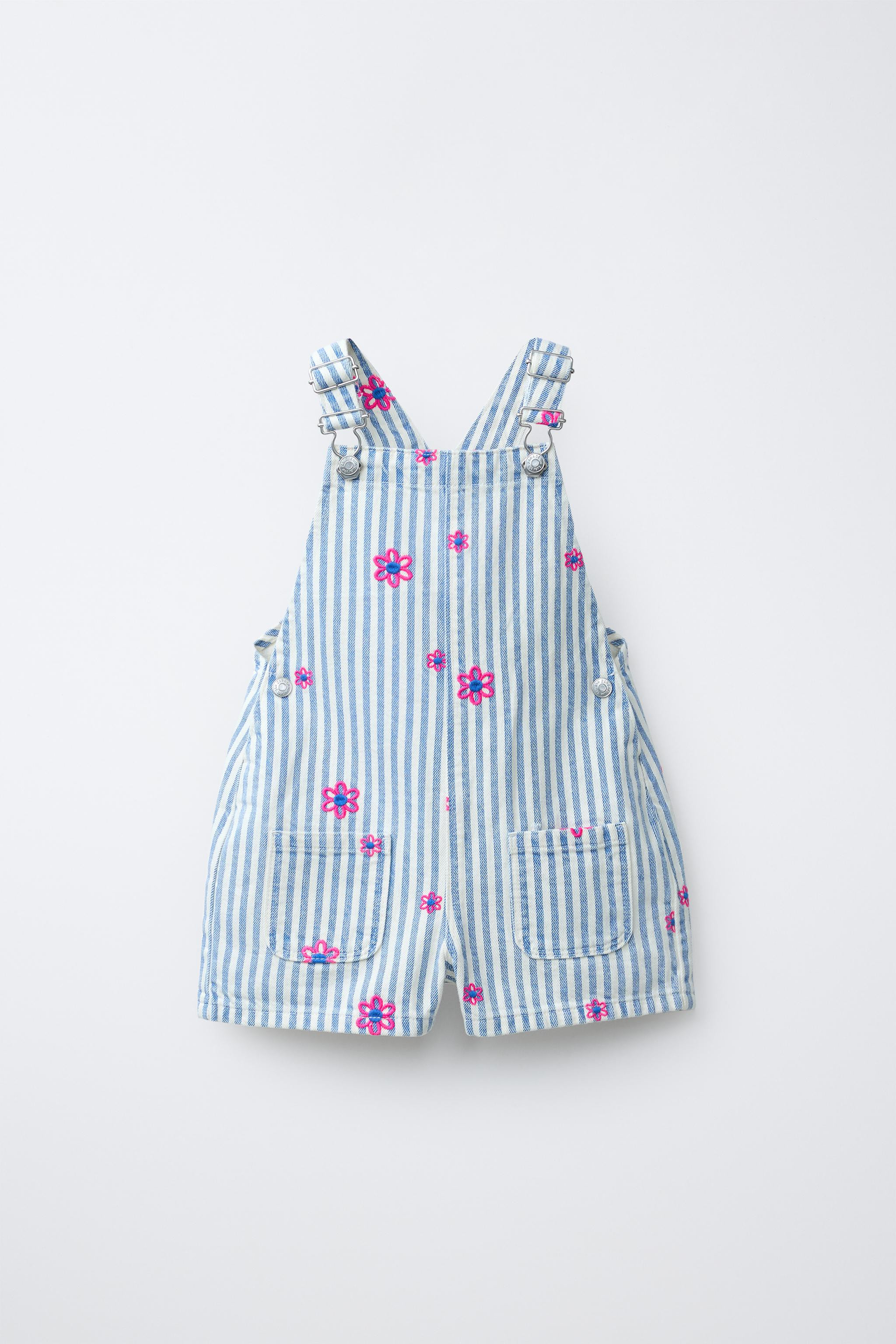 STRIPED TWILL OVERALLS WITH EMBROIDERED FLOWERS | Zara US
