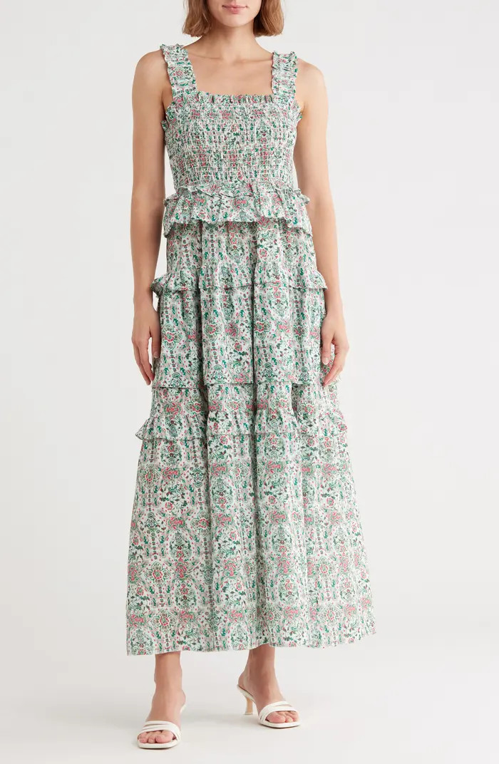 Maisie Floral Smocked Ruffle Cotton Maxi Dress | Nordstromrack | Nordstrom Rack