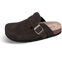 TF STAR Unisex Boston Soft Footbed Clog Cow Suede Leather Clogs, Cork Clogs Shoes for Women Men T... | Amazon (US)