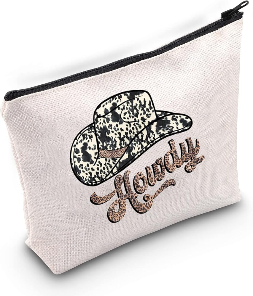TOBGB Howdy Gift Leopard Cowboy Hat Cosmetic Bag Howdy Western Country Cowgirls Makeup Bag (Howdy... | Amazon (US)