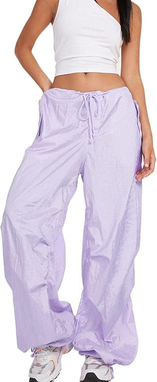 Amazon.com: Womens Baggy Cargo Pants Casual Low Waist Adjustable Drawstring Joggers Sweatpants Tr... | Amazon (US)